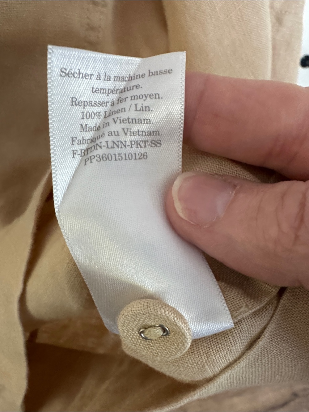 Everlane Linen Casual Short-Sleeve Camp Button-Up Pockets Beige small - Picture 3 of 6